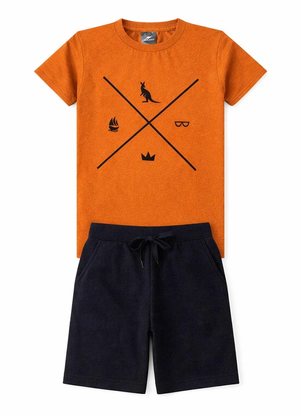 Rosa Azul - Conjunto Juvenil Menino Verão Símbolos Marrom 2