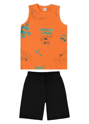 Rovi Kids - Conjunto Juvenil Regata com Bermuda Laranja - ROVI KIDS