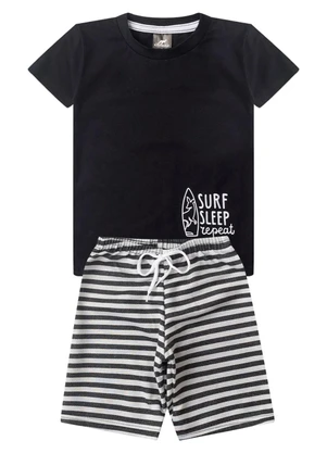 Rosa Azul - Conjunto Juvenil Surf Sleep Repeat Preto - ROSA AZUL