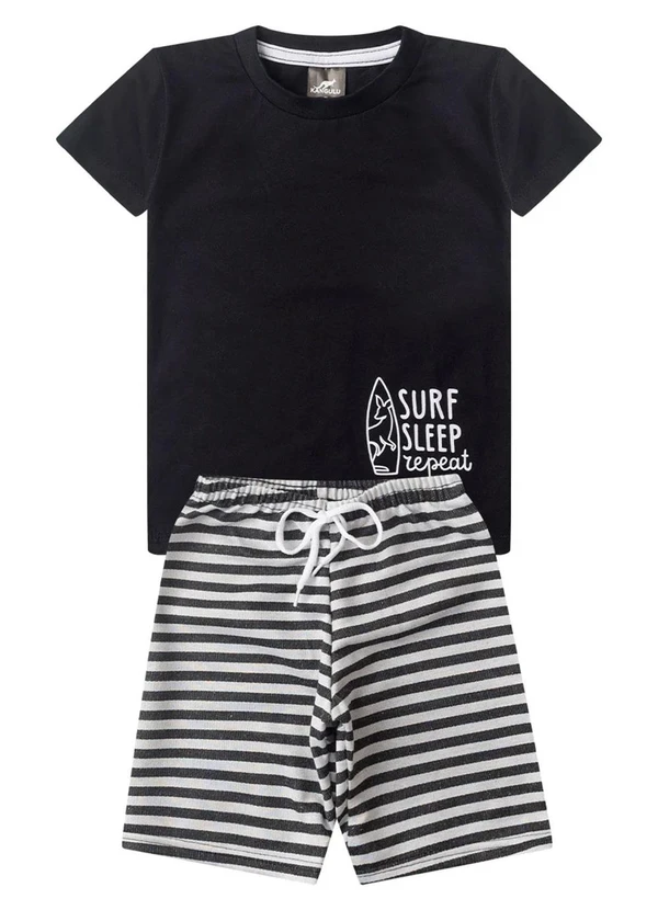 Rosa Azul - Conjunto Juvenil Surf Sleep Repeat Preto 1