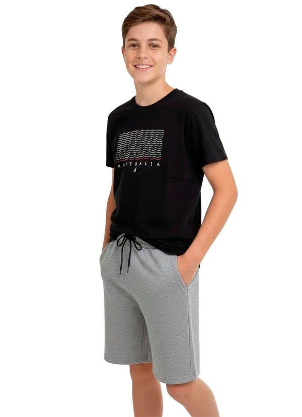 Rosa Azul - Conjunto Juvenil Verão Austrália Ondas Preto 1