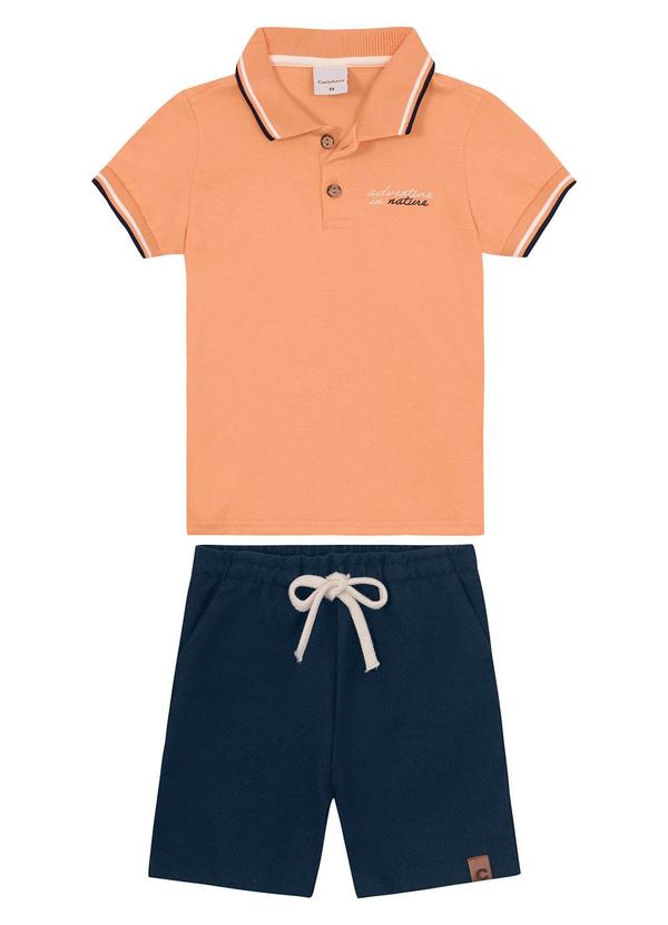 Carinhoso - Conjunto em Moletom Menino Laranja Claro