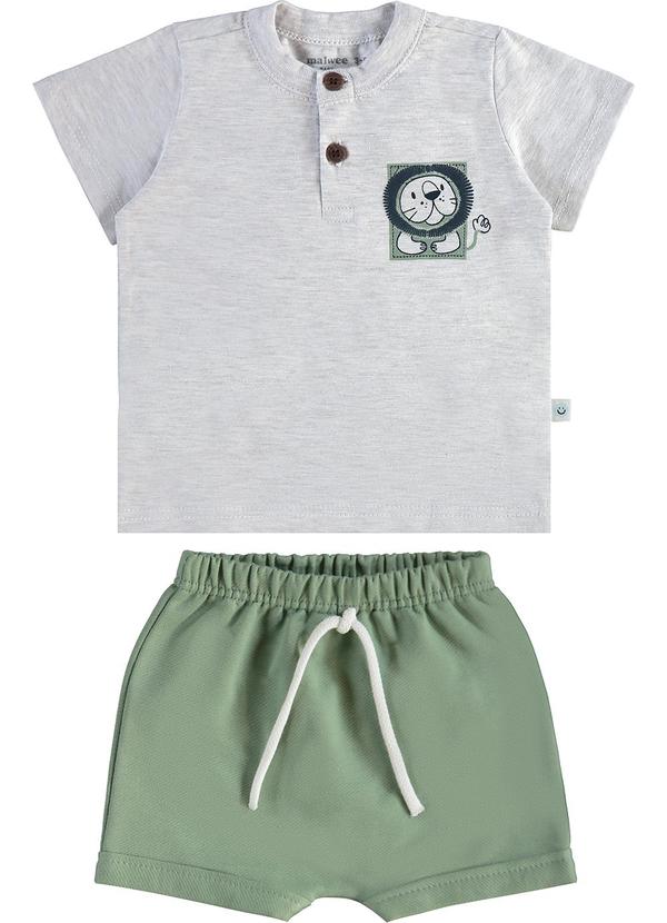 Malwee Kids - Conjunto Leãozinho em Moletom Cinza Claro