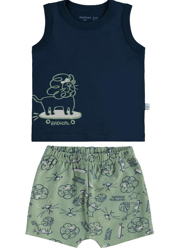 Malwee Kids - Conjunto Leãozinho em Saruel Azul Marinho