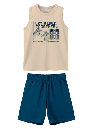 Malwee Kids - Conjunto Let'S Play Together em Moletinho Bege - MALWEE KIDS