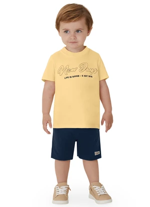 Carinhoso - Conjunto Life Is Good em Moletinho Amarelo - CARINHOSO