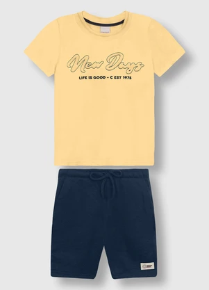 Carinhoso - Conjunto Life Is Good em Moletinho Amarelo - CARINHOSO
