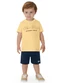 Carinhoso - Conjunto Life Is Good em Moletinho Marrom - variação: Amarelo