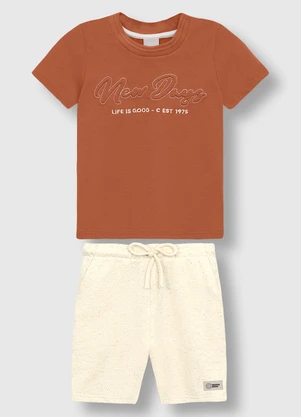 Carinhoso - Conjunto Life Is Good em Moletinho Marrom - CARINHOSO