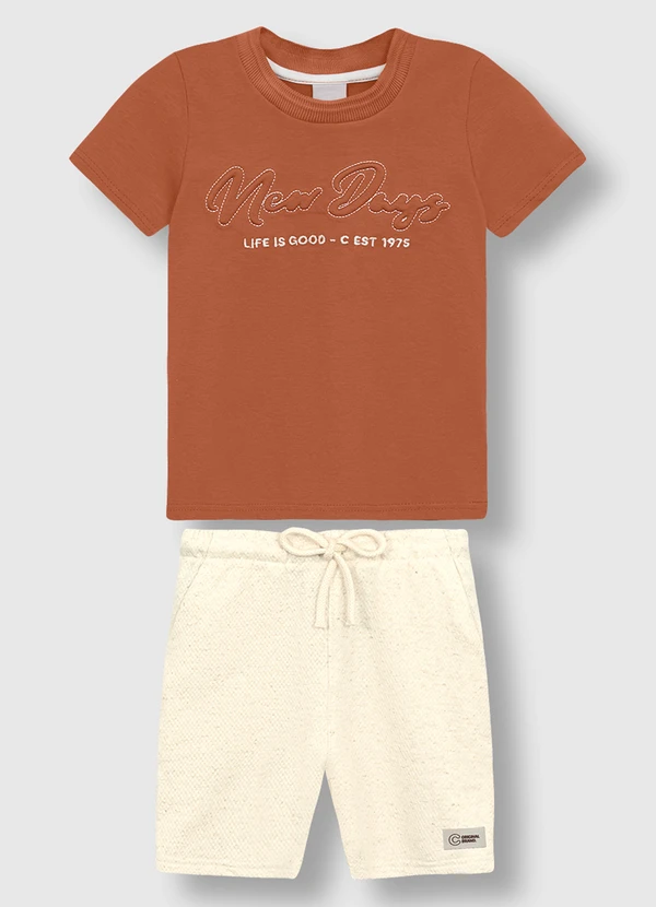 Carinhoso - Conjunto Life Is Good em Moletinho Marrom