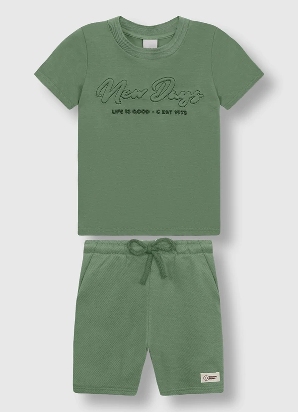 Carinhoso - Conjunto Life Is Good em Moletinho Verde