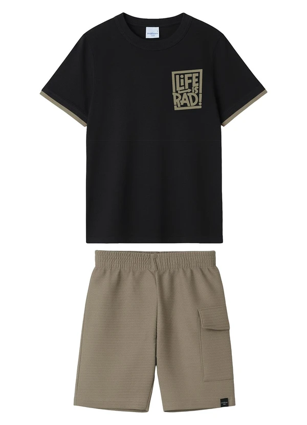 Malwee Kids - Conjunto Life Is Rad Moletinho Texturizado Preto