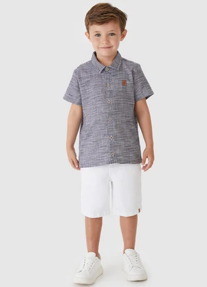 Carinhoso - Conjunto Listrada com Sarja Menino Cinza - CARINHOSO