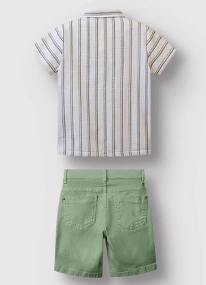 Carinhoso - Conjunto Listrada com Sarja Menino Verde - CARINHOSO