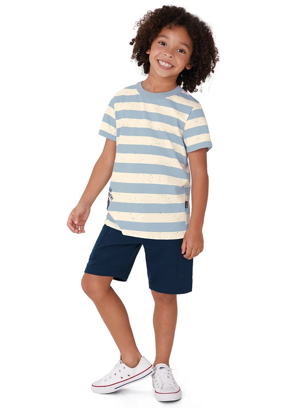 Malwee Kids - Conjunto Listrado com Moletinho Azul