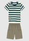 Malwee Kids - Conjunto Listrado com Moletinho Preto - variação: Verde