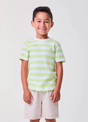 Bimbi - Conjunto Listrado Verde Lima com Bege Verde - BIMBI