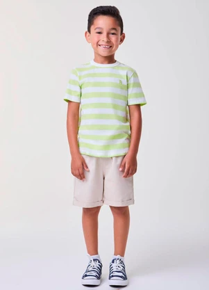 Bimbi - Conjunto Listrado Verde Lima com Bege Verde - BIMBI