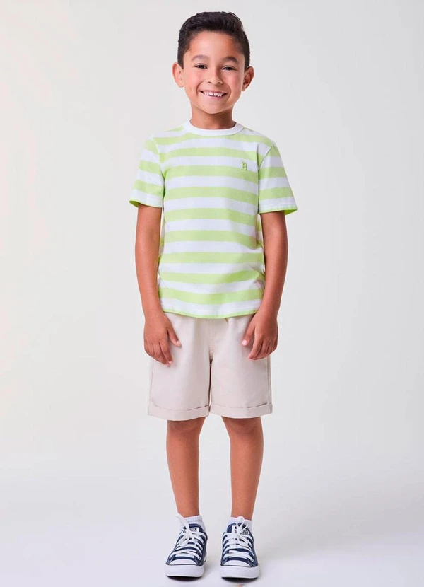 Bimbi - Conjunto Listrado Verde Lima com Bege Verde 2