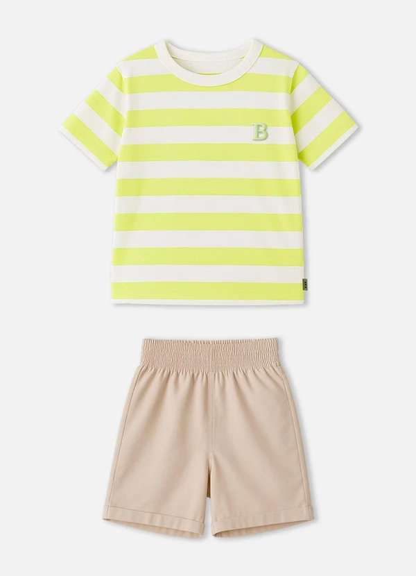 Bimbi - Conjunto Listrado Verde Lima com Bege Verde 3