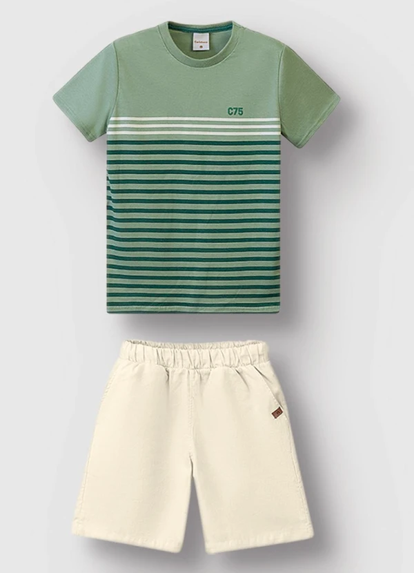 Carinhoso - Conjunto Listrado Verde Menta 1
