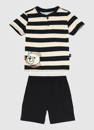Malwee Kids - Conjunto Listras em Botonê Preto - MALWEE KIDS