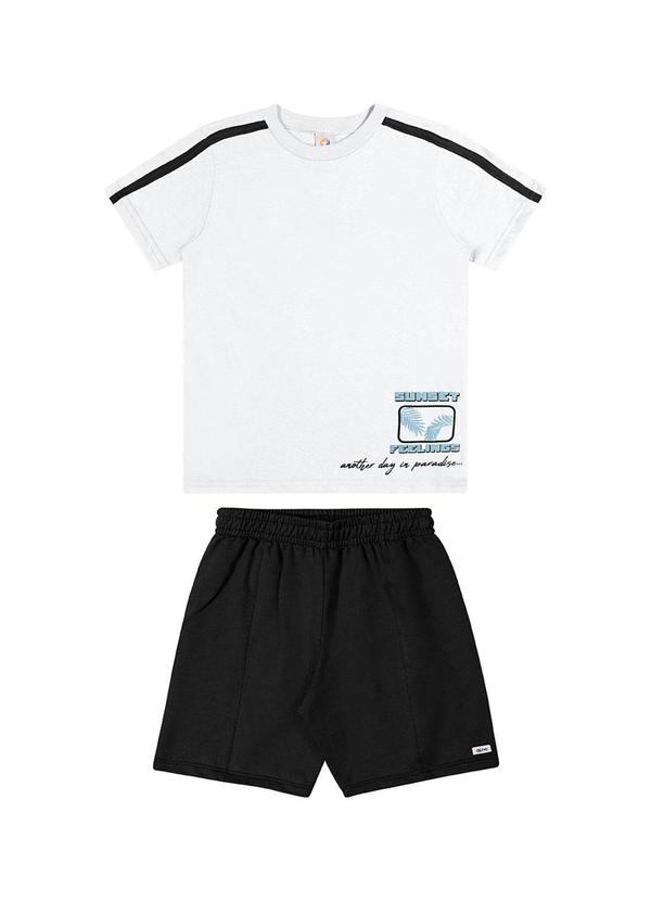 Alenice - Conjunto Listras nos Ombros Menino Branco