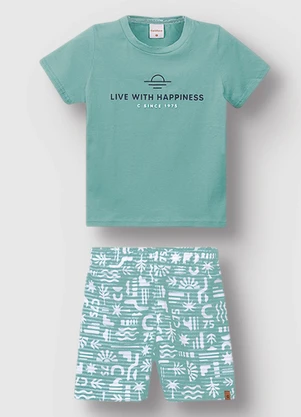 Carinhoso - Conjunto Live With Happiness Azul Turquesa - CARINHOSO