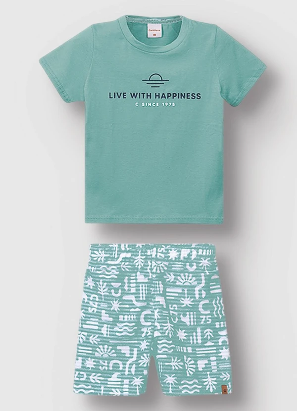 Carinhoso - Conjunto Live With Happiness Azul Turquesa