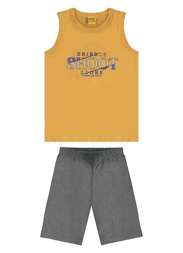 Rovi Kids - Conjunto Machão c/ Bermuda em Meia Malha Amarelo