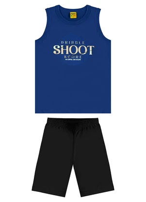 Rovi Kids - Conjunto Machão c/ Bermuda em Meia Malha Azul - ROVI KIDS