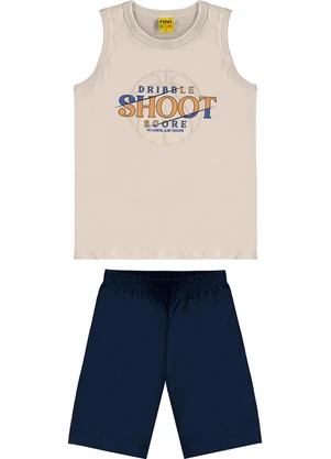 Rovi Kids - Conjunto Machão c/ Bermuda em Meia Malha Bege - ROVI KIDS