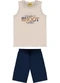 Rovi Kids - Conjunto Machão c/ Bermuda em Meia Malha Azul - variação: Bege