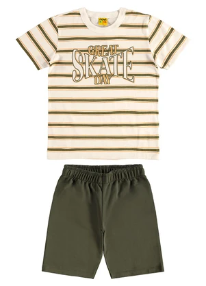 Rovi Kids - Conjunto Machão C Bermuda em Meia Malha Bege - ROVI KIDS