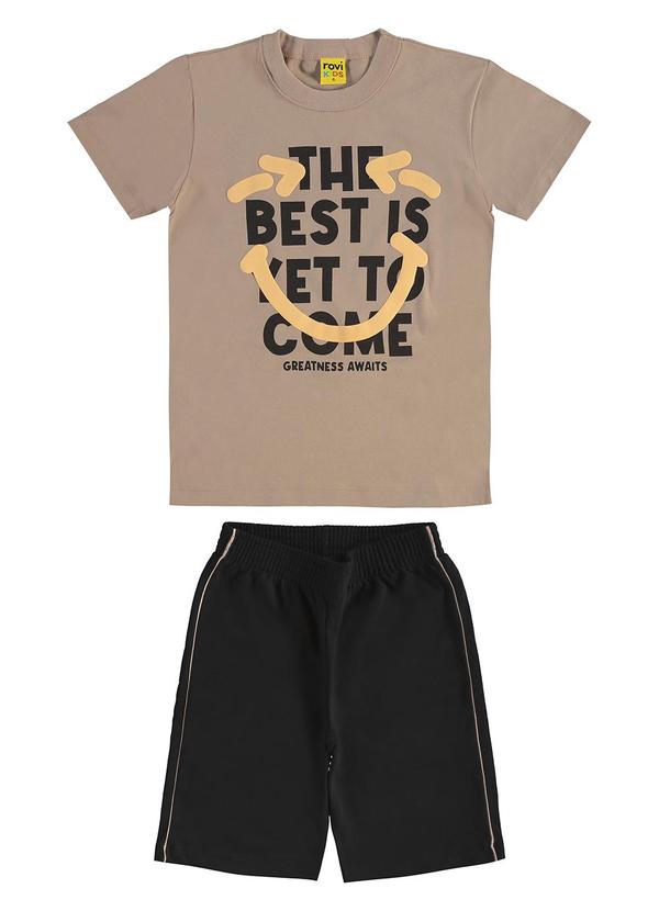 Rovi Kids - Conjunto Machão C Bermuda em Meia Malha Marrom 1