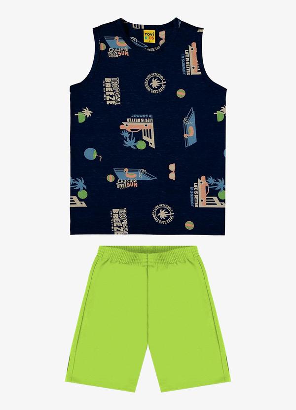 Rovi Kids - Conjunto Machao com Bermuda Azul