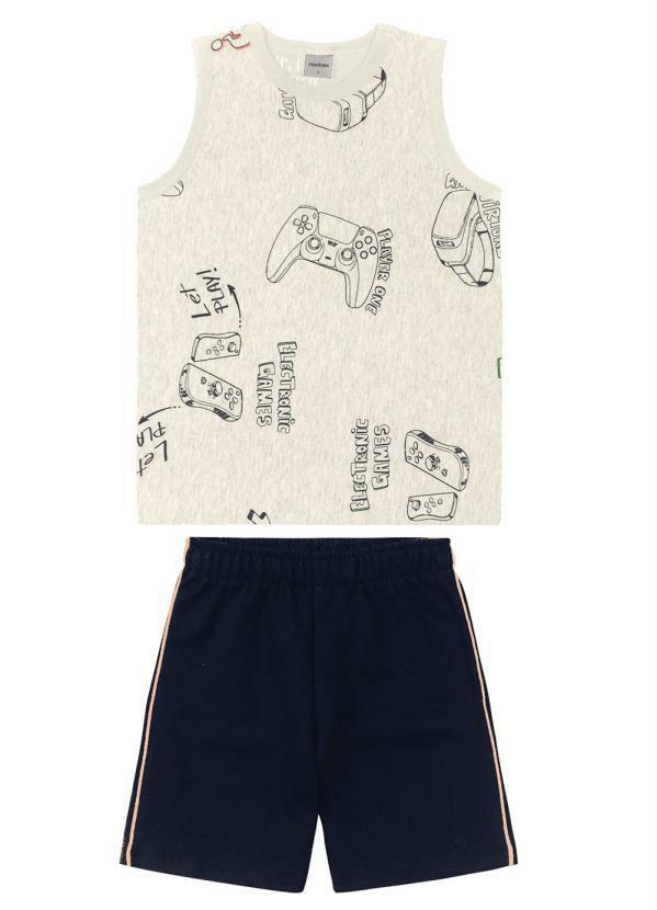 Rovi Kids - Conjunto Machão com Bermuda Cinza