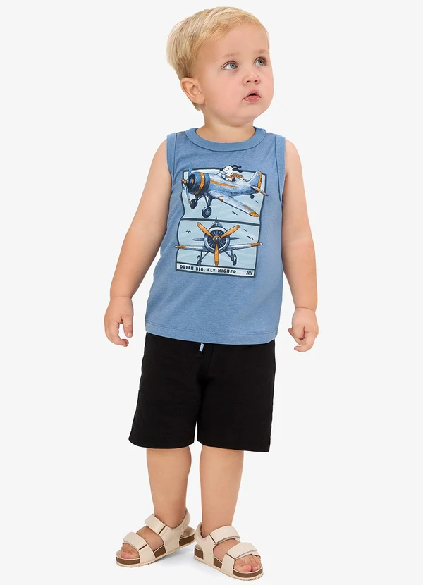 Rovi Kids - Conjunto Machão com Bermuda Infantil Azul