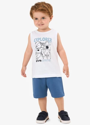 Rovi Kids - Conjunto Machão com Bermuda Infantil Branco - ROVI KIDS