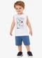 Rovi Kids - Conjunto Machão com Bermuda Infantil Azul - variação: Branco