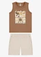 Rovi Kids - Conjunto Machão com Bermuda Infantil Marrom - variação: Marrom