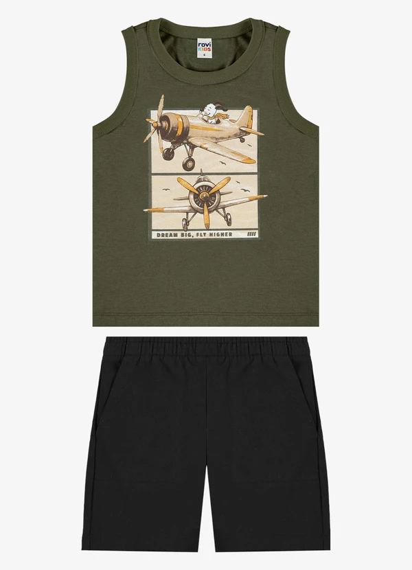 Rovi Kids - Conjunto Machão com Bermuda Infantil Verde