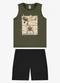 Rovi Kids - Conjunto Machão com Bermuda Infantil Marrom - variação: Verde