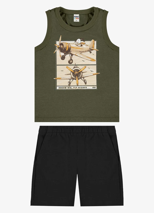 Rovi Kids - Conjunto Machão com Bermuda Infantil Verde