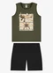 Rovi Kids - Conjunto Machão com Bermuda Infantil Marrom - variação: Verde