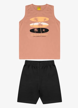 Rovi Kids - Conjunto Machao com Bermuda Marrom - ROVI KIDS