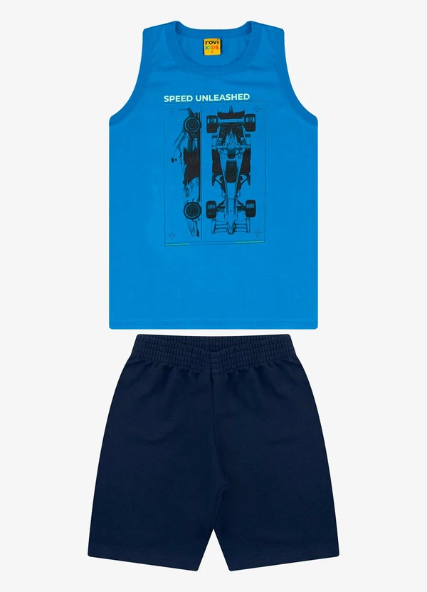 Rovi Kids - Conjunto Machão com Bermuda Masculino Azul