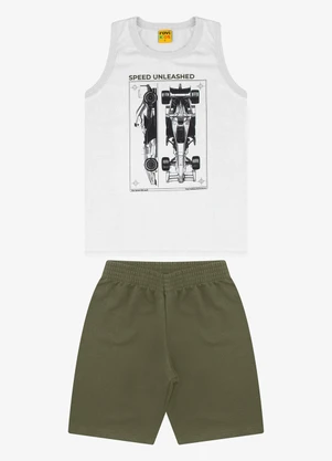 Rovi Kids - Conjunto Machão com Bermuda Masculino Branco - ROVI KIDS