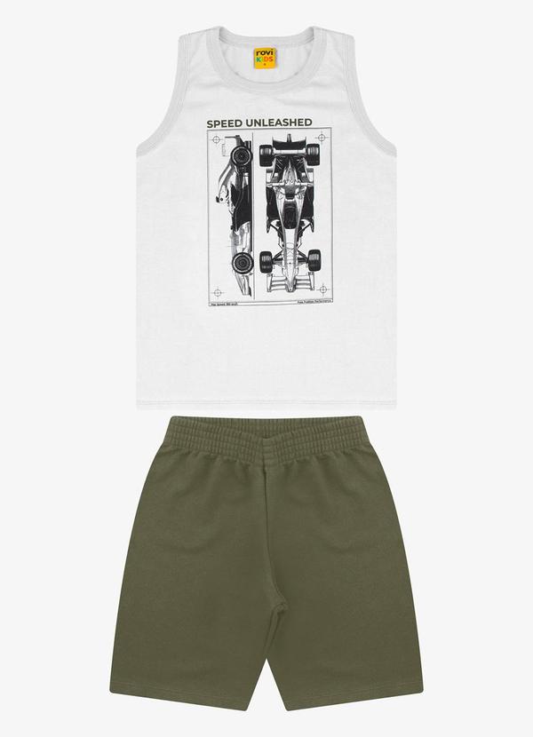Rovi Kids - Conjunto Machão com Bermuda Masculino Branco