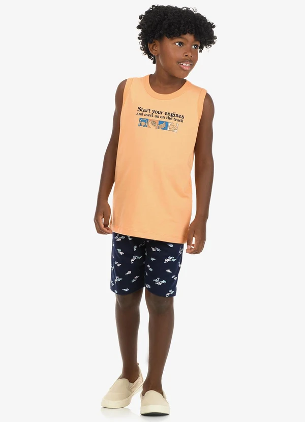 Rovi Kids - Conjunto Machão com Bermuda Masculino Laranja 3